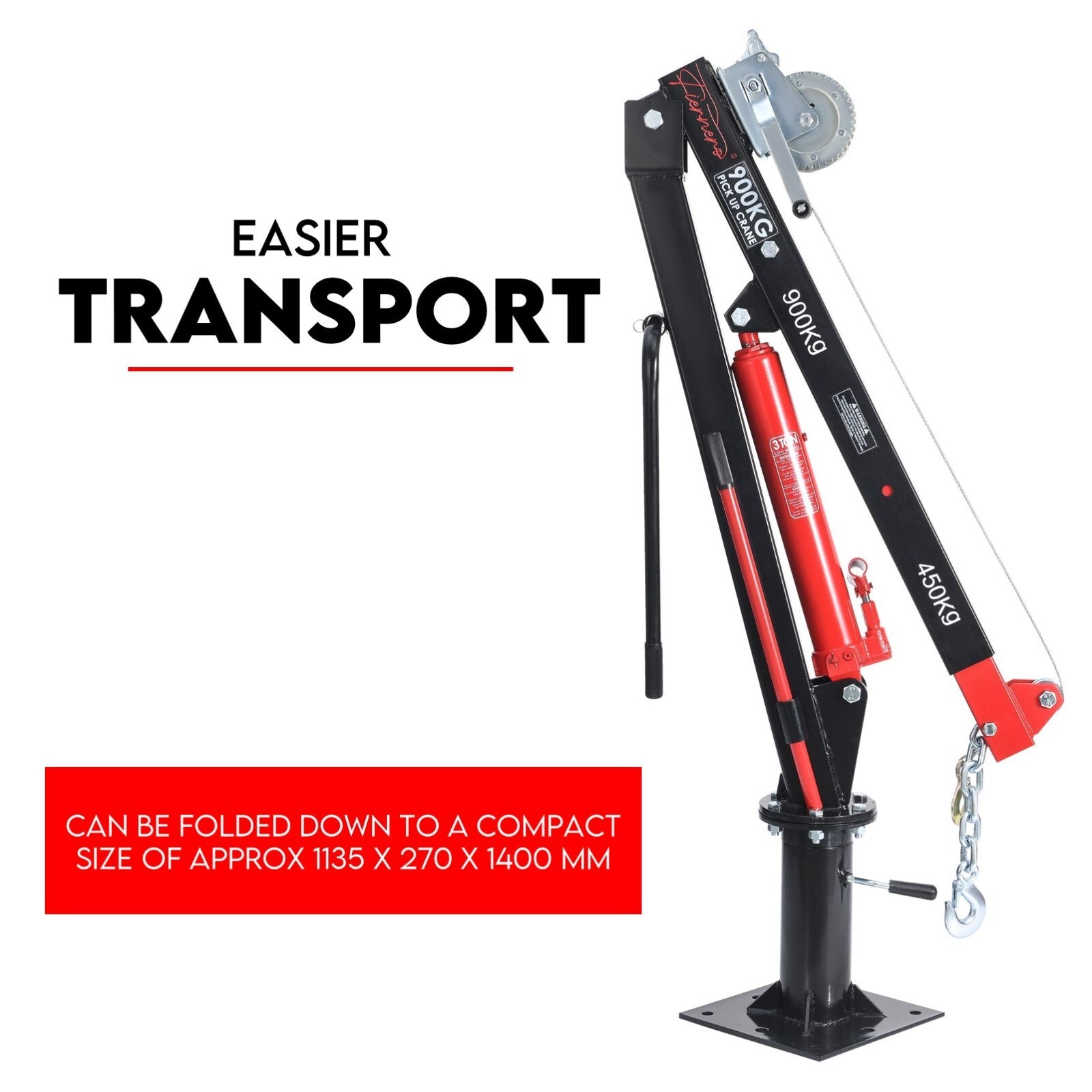 900kg Swivel Hydraulic Crane Hoist Jack UTE Trailer Truck Winch Pick up Lift V379-PKUPCRNBOX