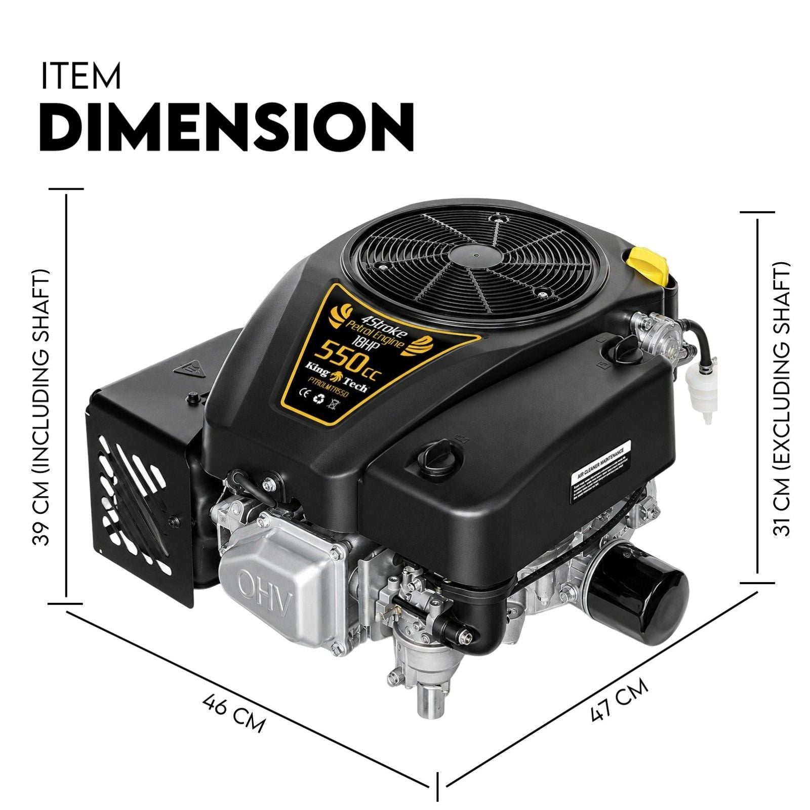 18HP Vertical Shaft Lawn Mower Engine Petrol Motor 4 Stroke OHV Ride On V379-PTROLMTR551801