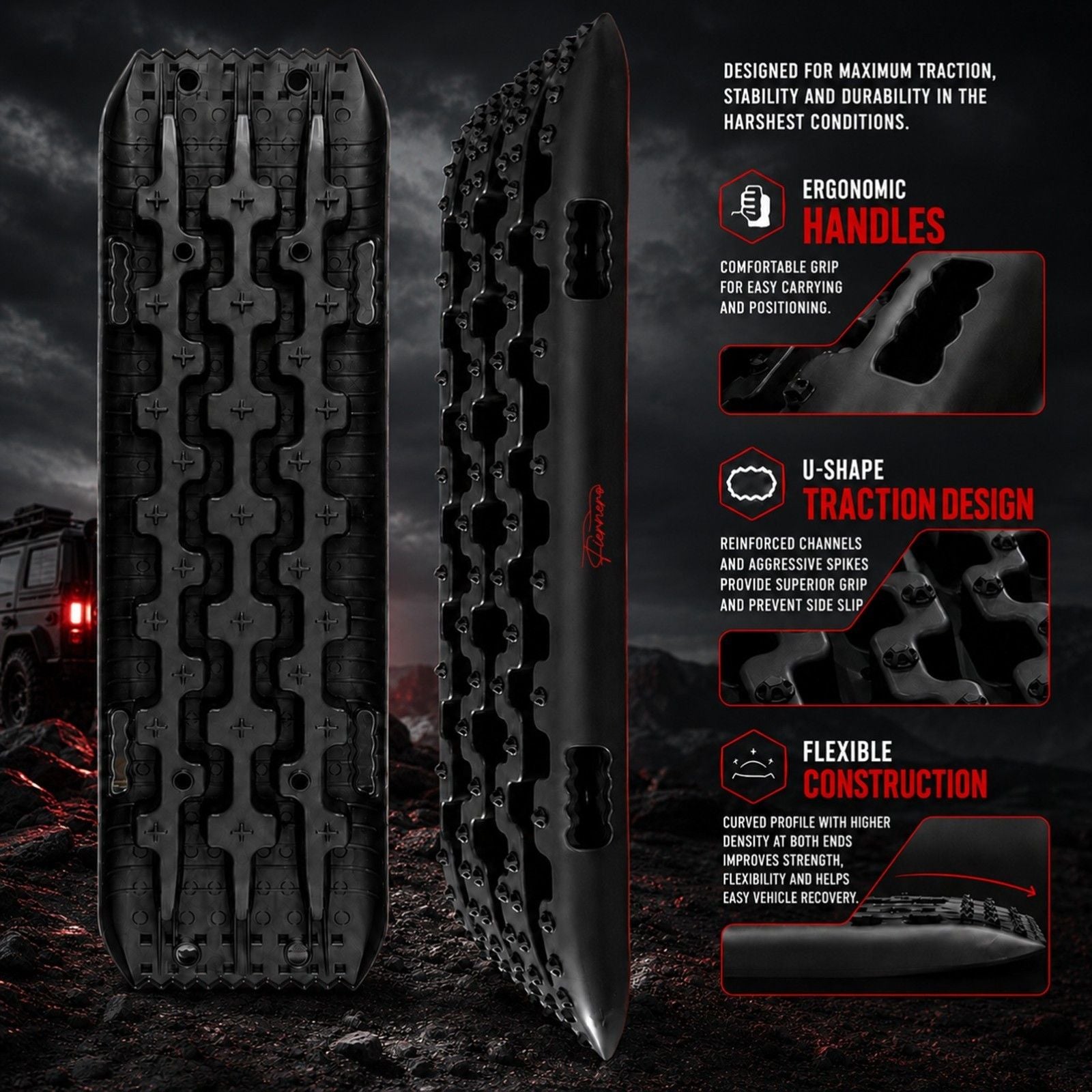 2x 10 Ton 4WD Car Recovery Tracks Sand Mud Snow Traction Boards Off-Road Device Mat