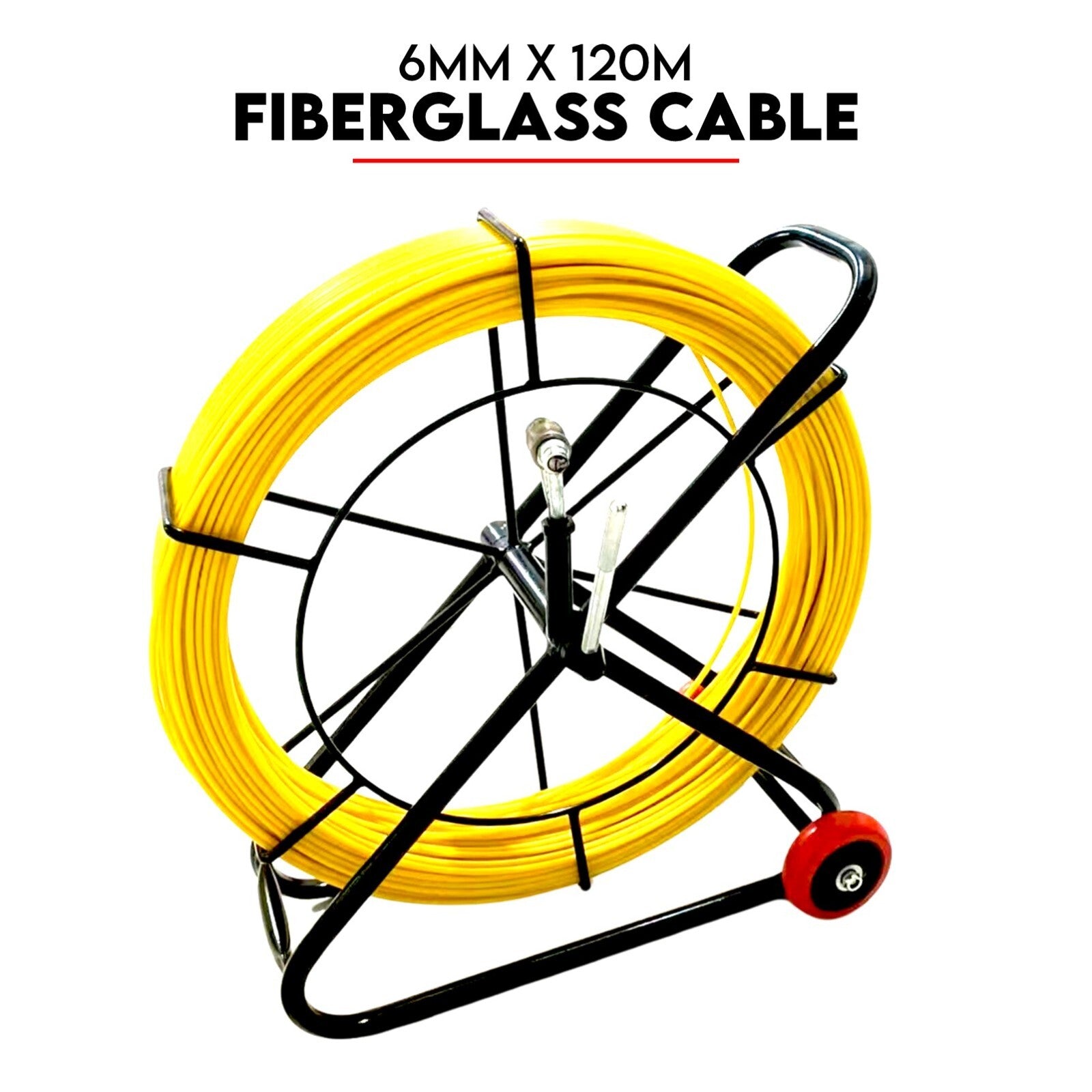 120Mx6MM Fish Tape Puller Fiberglass Wire Cable Running Duct Rodder with Wheels V379-RODRDUCT61