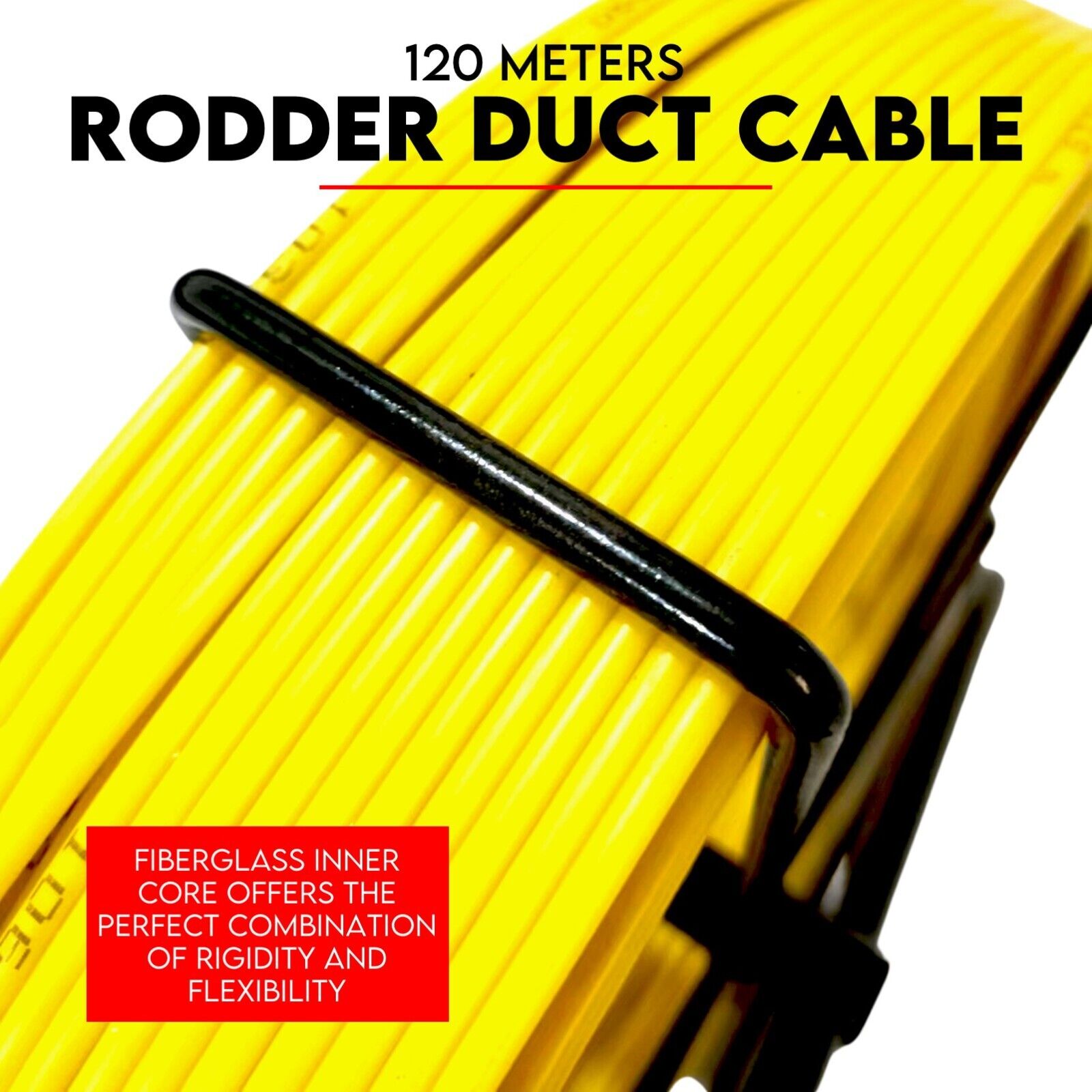 120Mx6MM Fish Tape Puller Fiberglass Wire Cable Running Duct Rodder V379-RODRDUCT612001