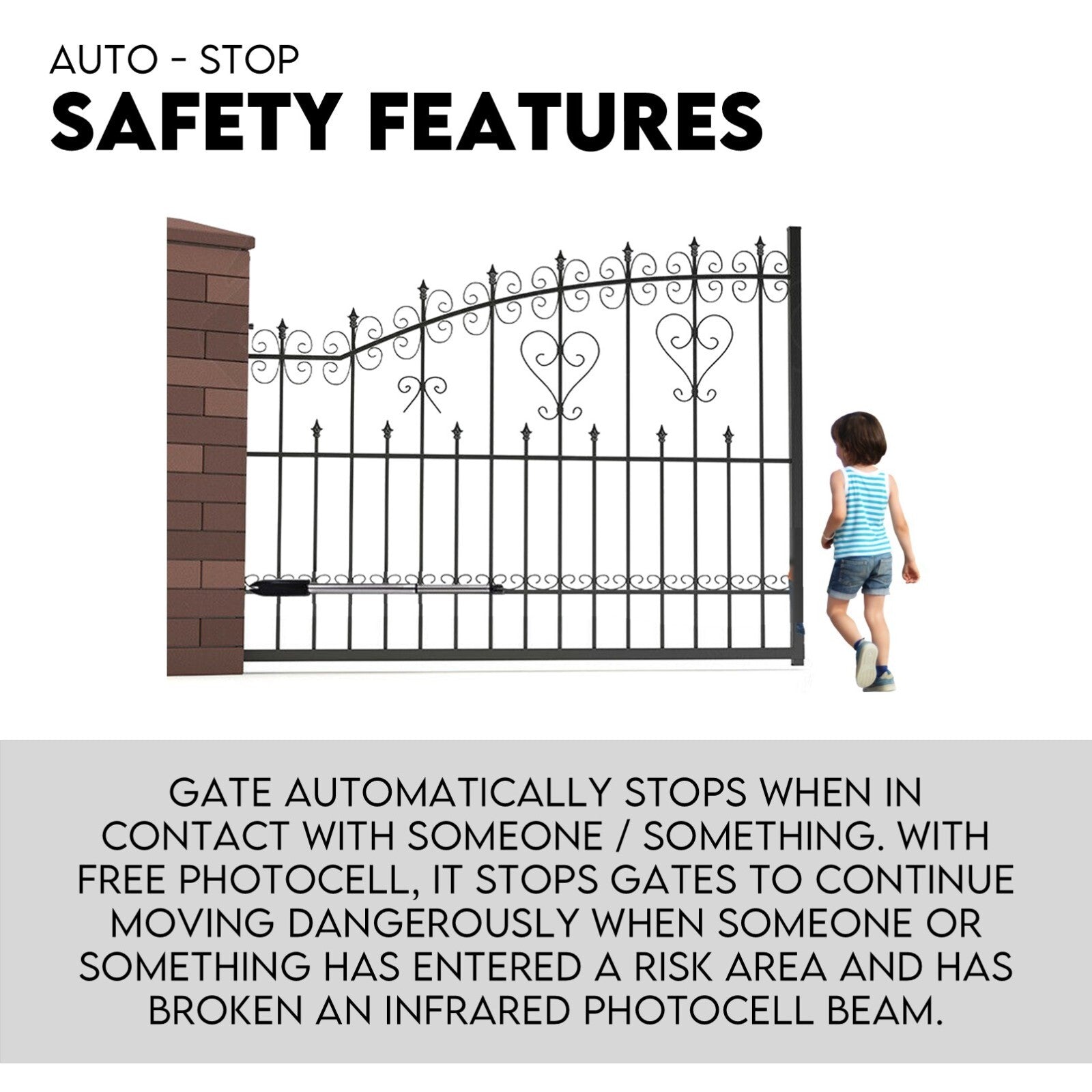 40W Full Solar Powered Automatic Remote Single Swing Gate Opener Battery V379-SNGLSOLAR0