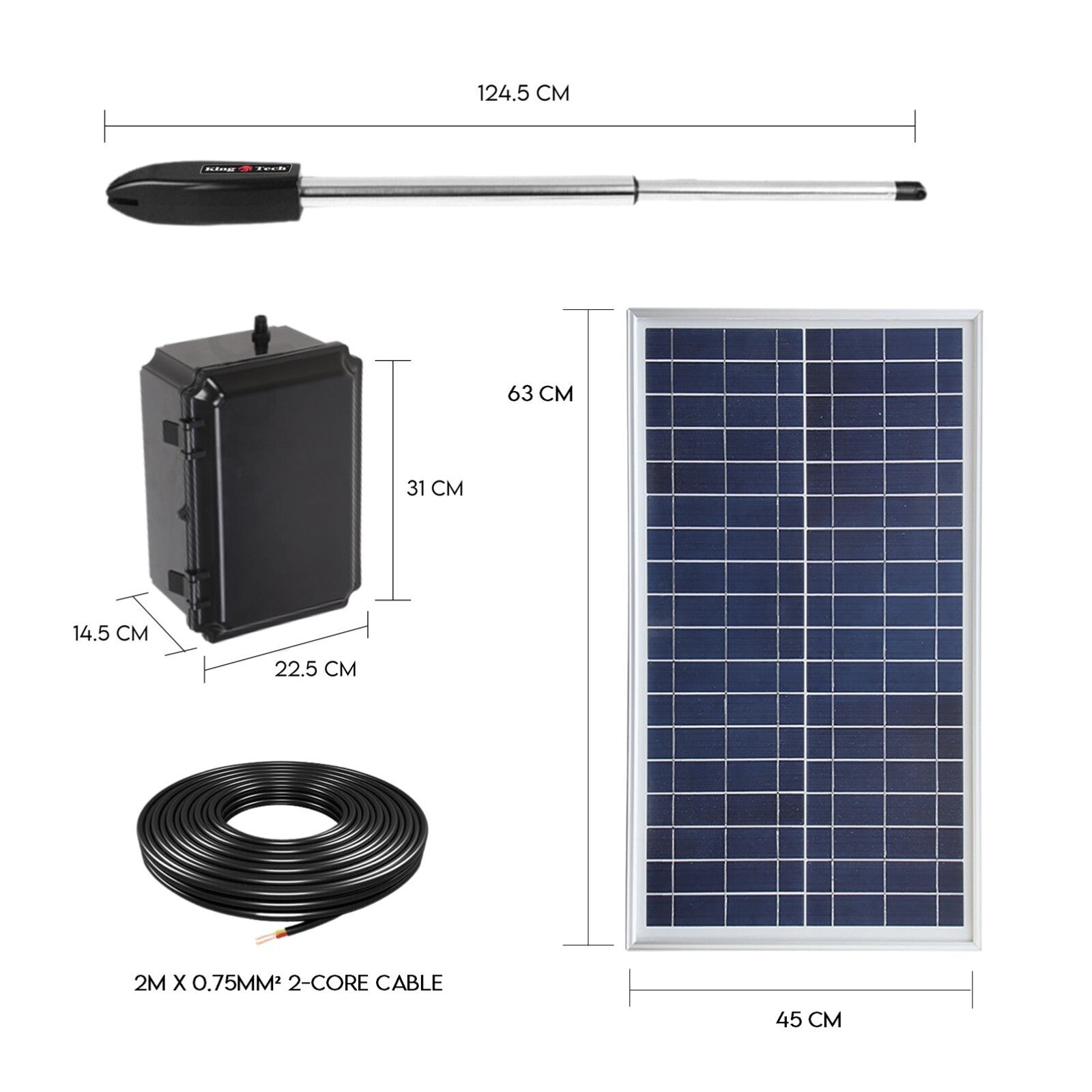40W Full Solar Powered Automatic Remote Single Swing Gate Opener Battery V379-SNGLSOLAR0