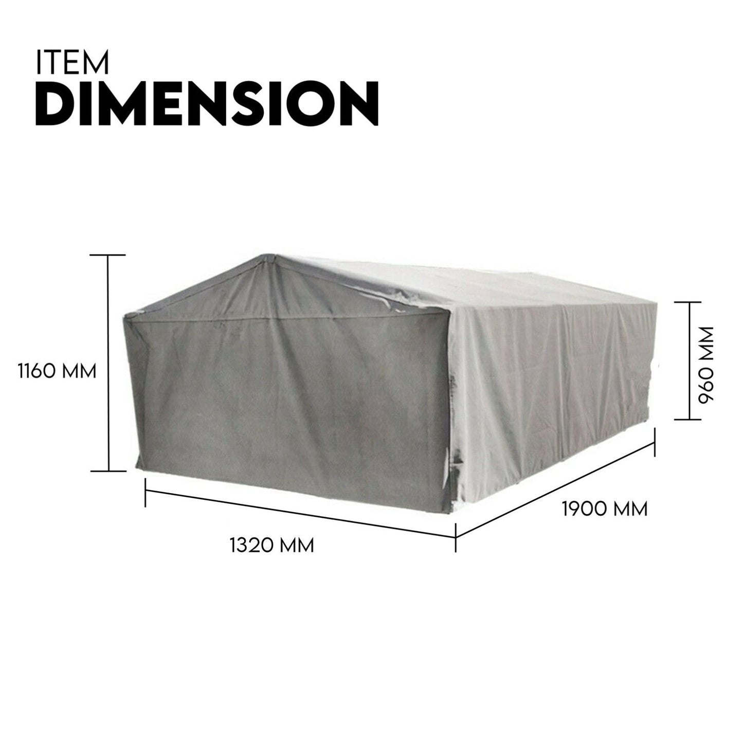 6X4 Box Trailer Cage Canvas Cover (900mm) Universal Waterproof Rip Resistant 3ft V379-TCC6X4X900