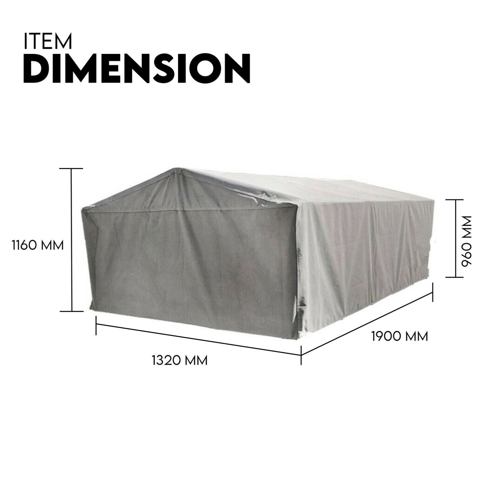 6X4 Box Trailer Cage Canvas Cover (900mm) Universal Waterproof Rip Resistant 3ft V379-TCC6X4X900