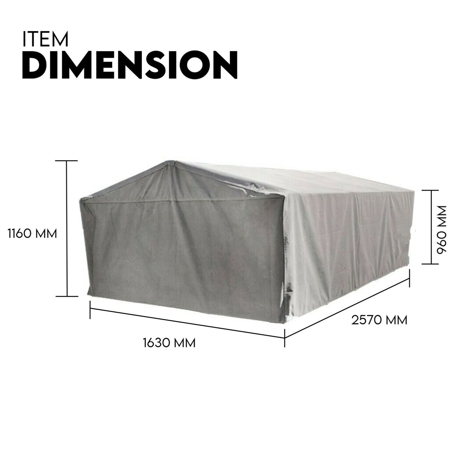 8x5 Box Trailer Cage Canvas Cover (900mm) 3ft Universal Waterproof Rip Resistant V379-TCC8X5X900