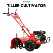 7HP Tiller Cultivator 4 Strokes Rotating Tines Power Handheld Rotary Hoe 4 Blades V379-TILLRCLTR7