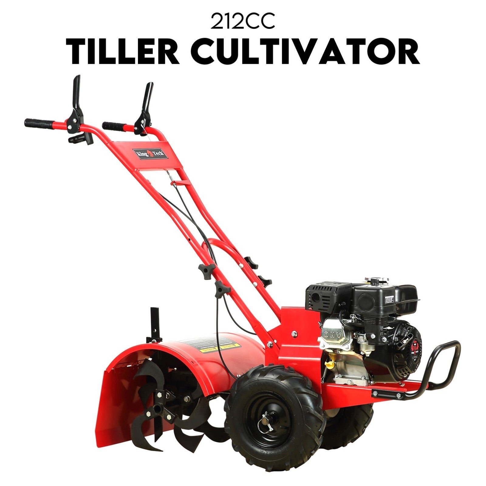 7HP Tiller Cultivator 4 Strokes Rotating Tines Power Handheld Rotary Hoe 4 Blades V379-TILLRCLTR7