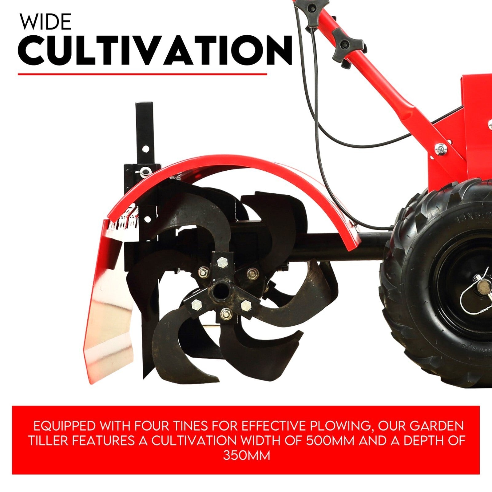 7HP Tiller Cultivator 4 Strokes Rotating Tines Power Handheld Rotary Hoe 4 Blades V379-TILLRCLTR7