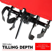7HP Tiller Cultivator 4 Strokes Rotating Tines Power Handheld Rotary Hoe 4 Blades V379-TILLRCLTR7