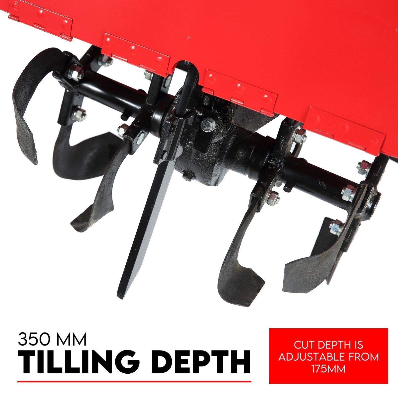 7HP Tiller Cultivator 4 Strokes Rotating Tines Power Handheld Rotary Hoe 4 Blades V379-TILLRCLTR7