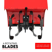 7HP Tiller Cultivator 4 Strokes Rotating Tines Power Handheld Rotary Hoe 4 Blades V379-TILLRCLTR7