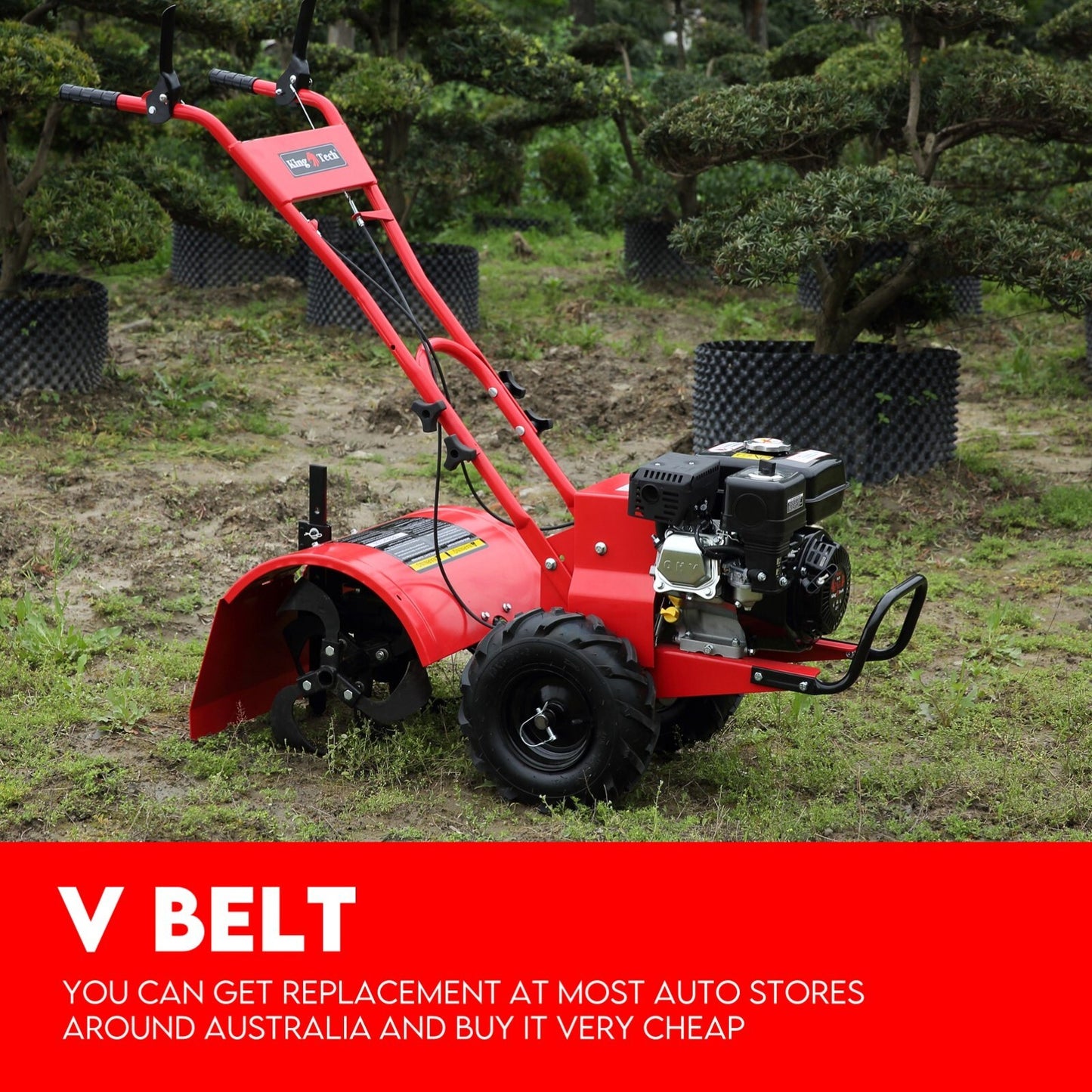 7HP Tiller Cultivator 4 Strokes Rotating Tines Power Handheld Rotary Hoe 4 Blades V379-TILLRCLTR7