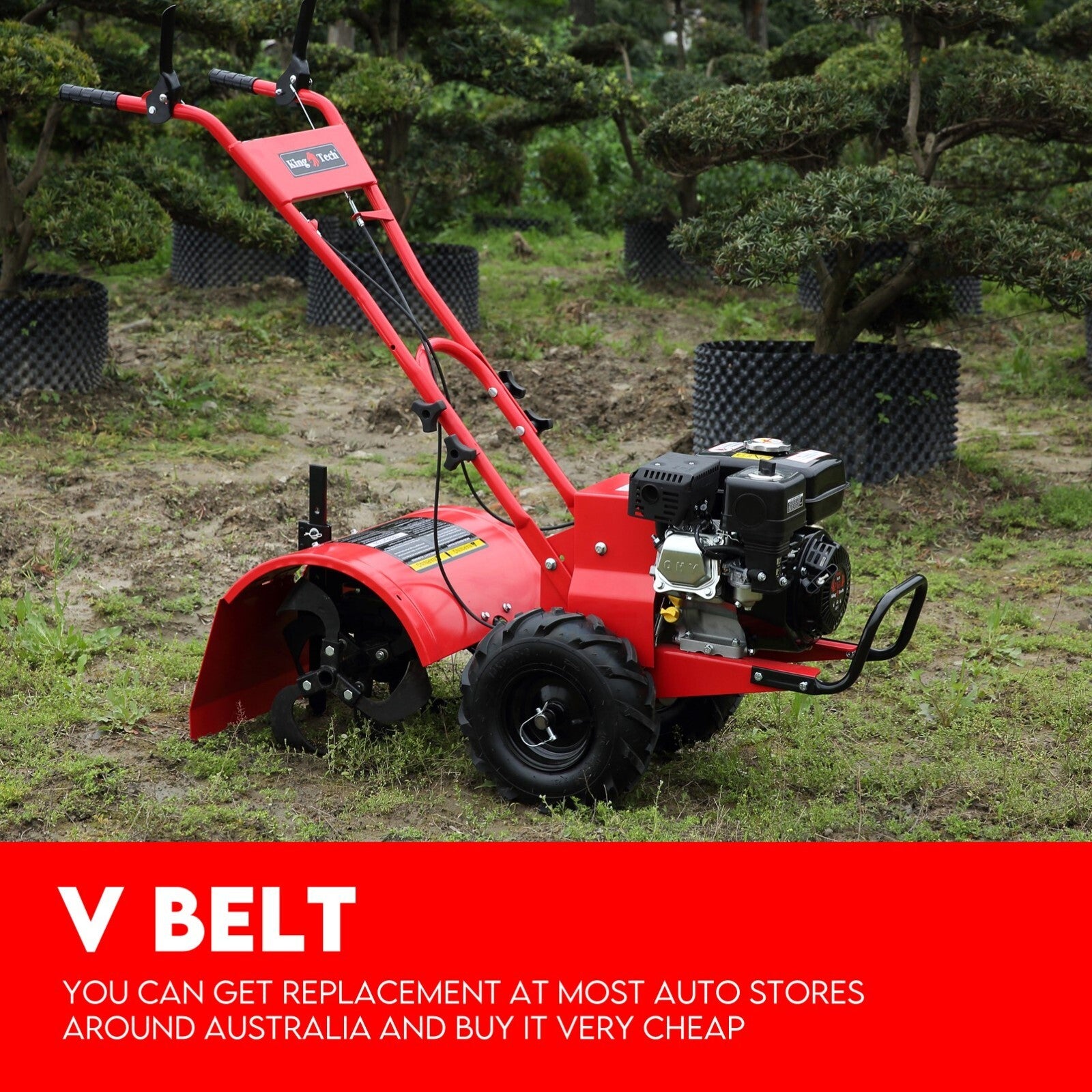 7HP Tiller Cultivator 4 Strokes Rotating Tines Power Handheld Rotary Hoe 4 Blades V379-TILLRCLTR7