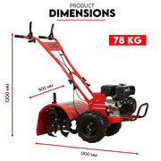 7HP Tiller Cultivator 4 Strokes Rotating Tines Power Handheld Rotary Hoe 4 Blades V379-TILLRCLTR7