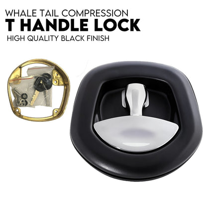 Whale Tail T Handle Lock Latch Compression Lock Trailer Toolbox Black Chrome V379-TLOCKBCH003006