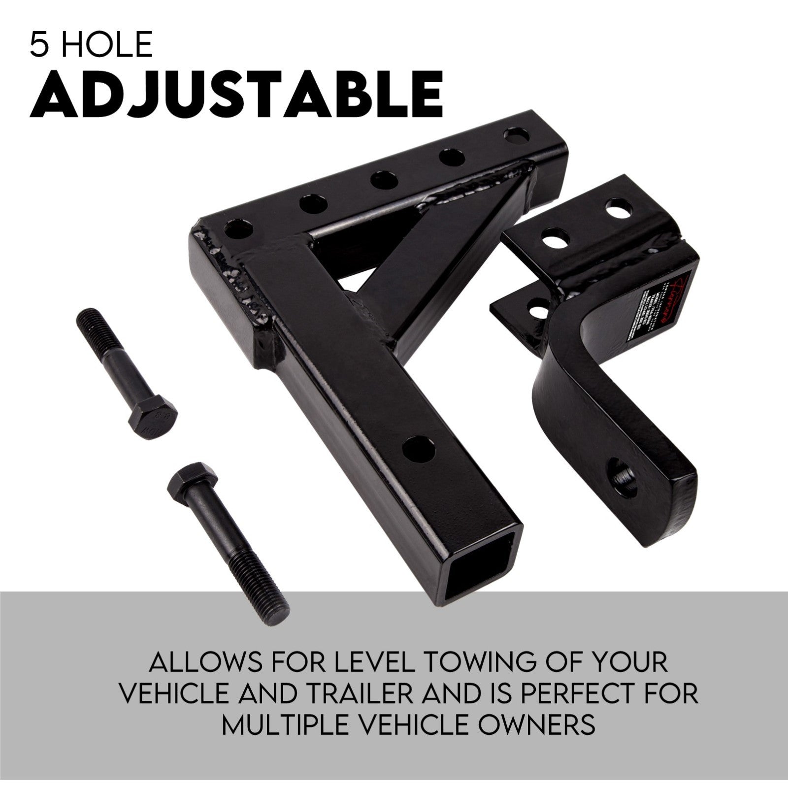 Towbar Adjustable Drop Tow Bar Ball Mount Tongue Hitch Trailer Car 3500KG 50mm V379-TOWBAR16PR