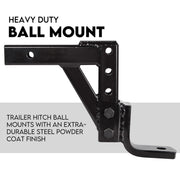 Towbar Adjustable Drop Tow Bar Ball Mount Tongue Hitch Trailer Car 3500KG 50mm V379-TOWBAR16PR