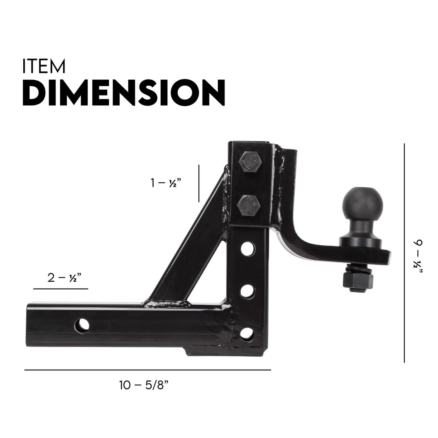 Towbar Adjustable Drop Tow Bar Ball Mount Tongue Hitch Trailer Car 3500KG 50mm V379-TOWBAR16PR