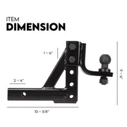 Towbar Adjustable Drop Tow Bar Ball Mount Tongue Hitch Trailer Car 3500KG 50mm V379-TOWBAR16PR