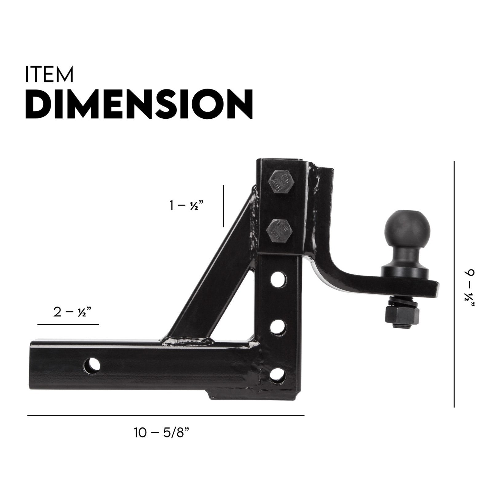 Towbar Adjustable Drop Tow Bar Ball Mount Tongue Hitch Trailer Car 3500KG 50mm V379-TOWBAR16PR