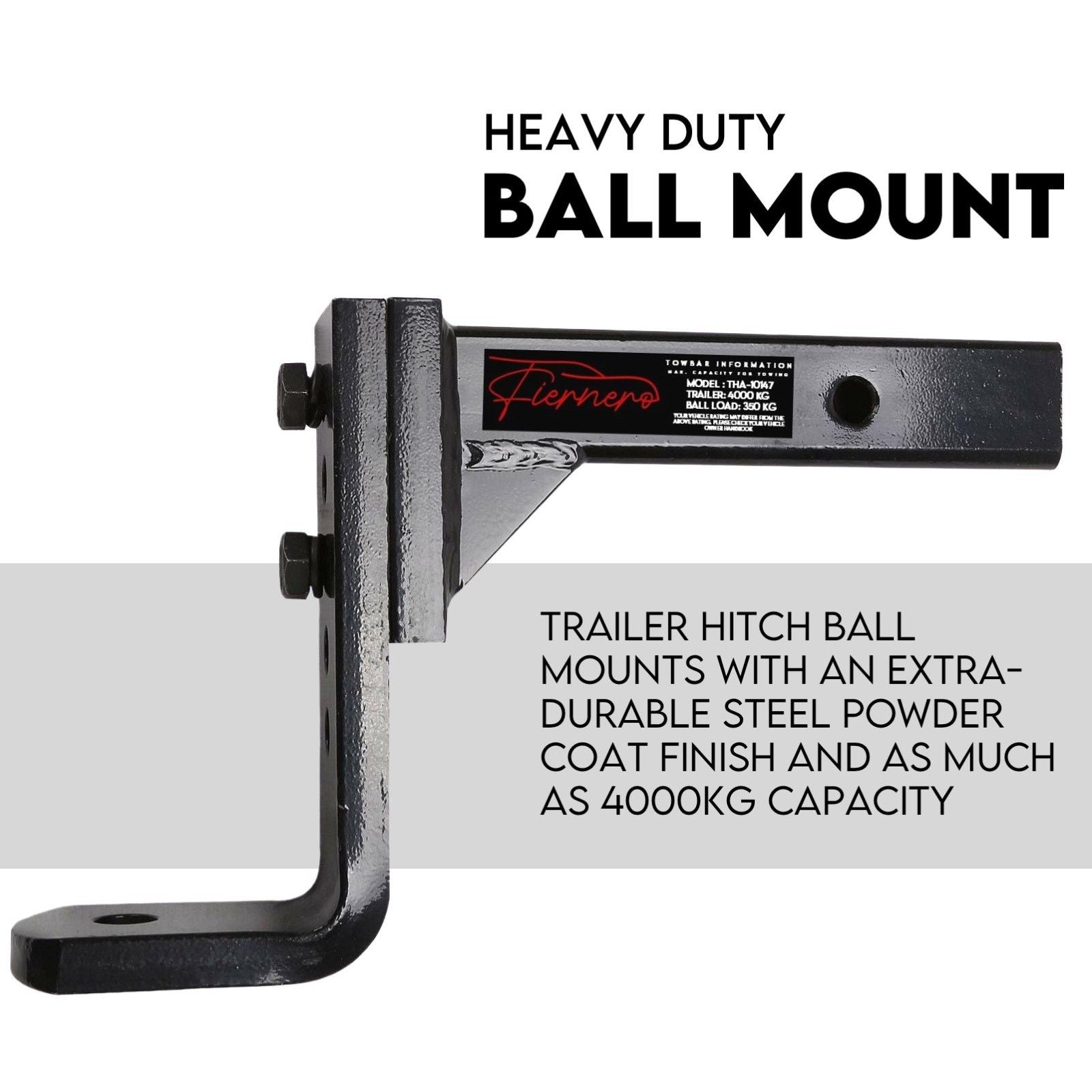 Adjustable Height Tow Hitch Ball Towbar Drop Mount Tongue Trailer Tow Bar 4000KG V379-TOWBAR5BLK
