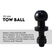 Adjustable Height Tow Hitch Ball Towbar Drop Mount Tongue Trailer Tow Bar 4000KG V379-TOWBAR5BLK