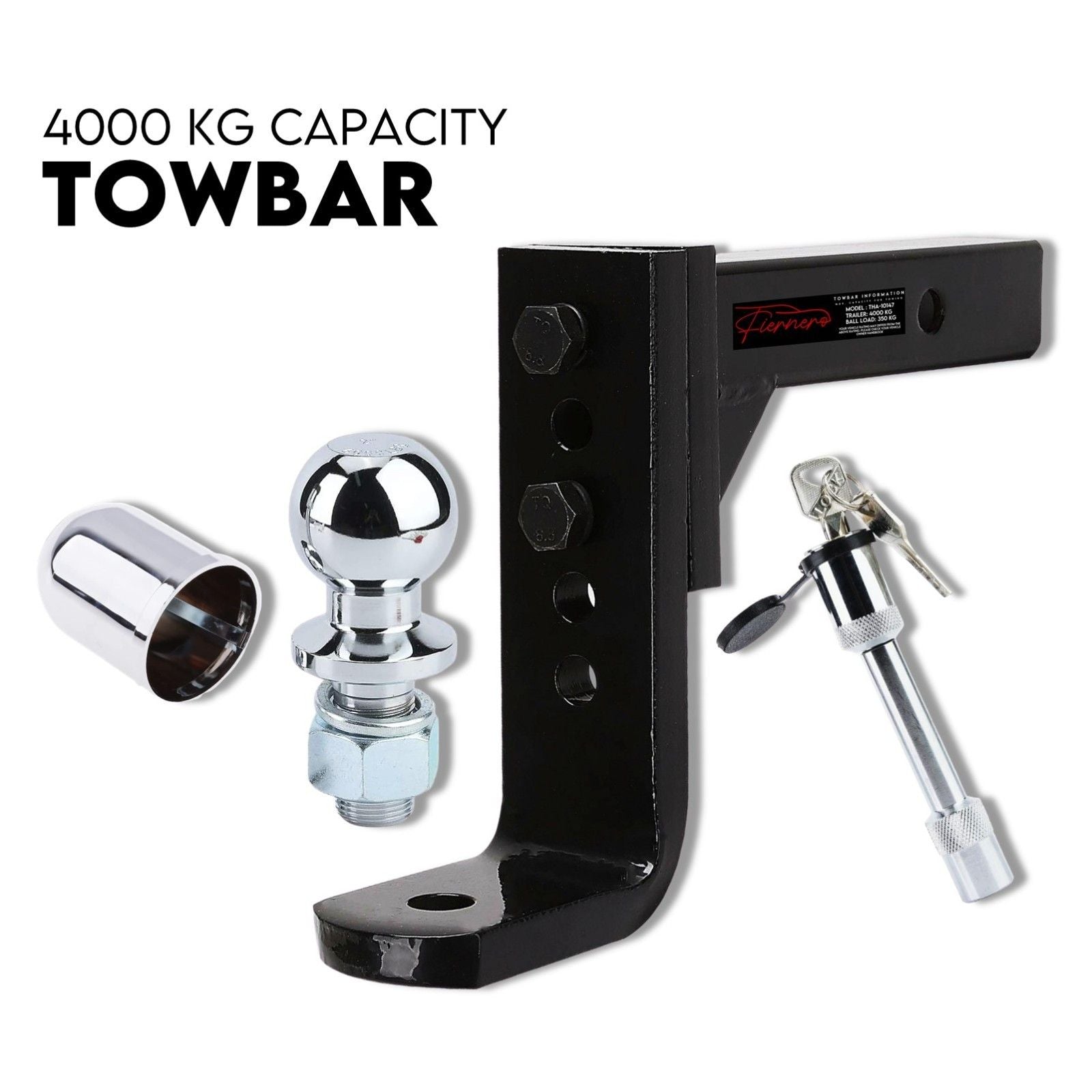 Adjustable Drop Towbar Tow Bar Ball Mount Tongue 2" Hitch Trailer 4000kg V379-TOWBAR5CHR