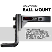 Adjustable Drop Towbar Tow Bar Ball Mount Tongue 2" Hitch Trailer 4000kg V379-TOWBAR5CHR