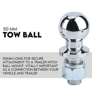 Adjustable Drop Towbar Tow Bar Ball Mount Tongue 2" Hitch Trailer 4000kg V379-TOWBAR5CHR