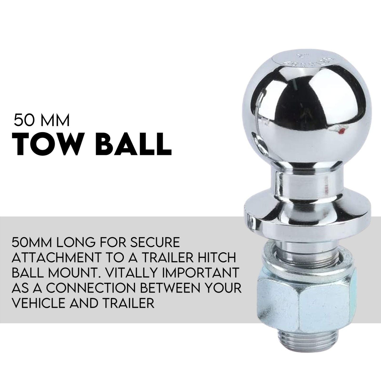 Adjustable Drop Towbar Tow Bar Ball Mount Tongue 2" Hitch Trailer 4000kg V379-TOWBAR5CHR