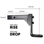 Adjustable Drop Towbar Tow Bar Ball Mount Tongue 2" Hitch Trailer 4000kg V379-TOWBAR5CHR