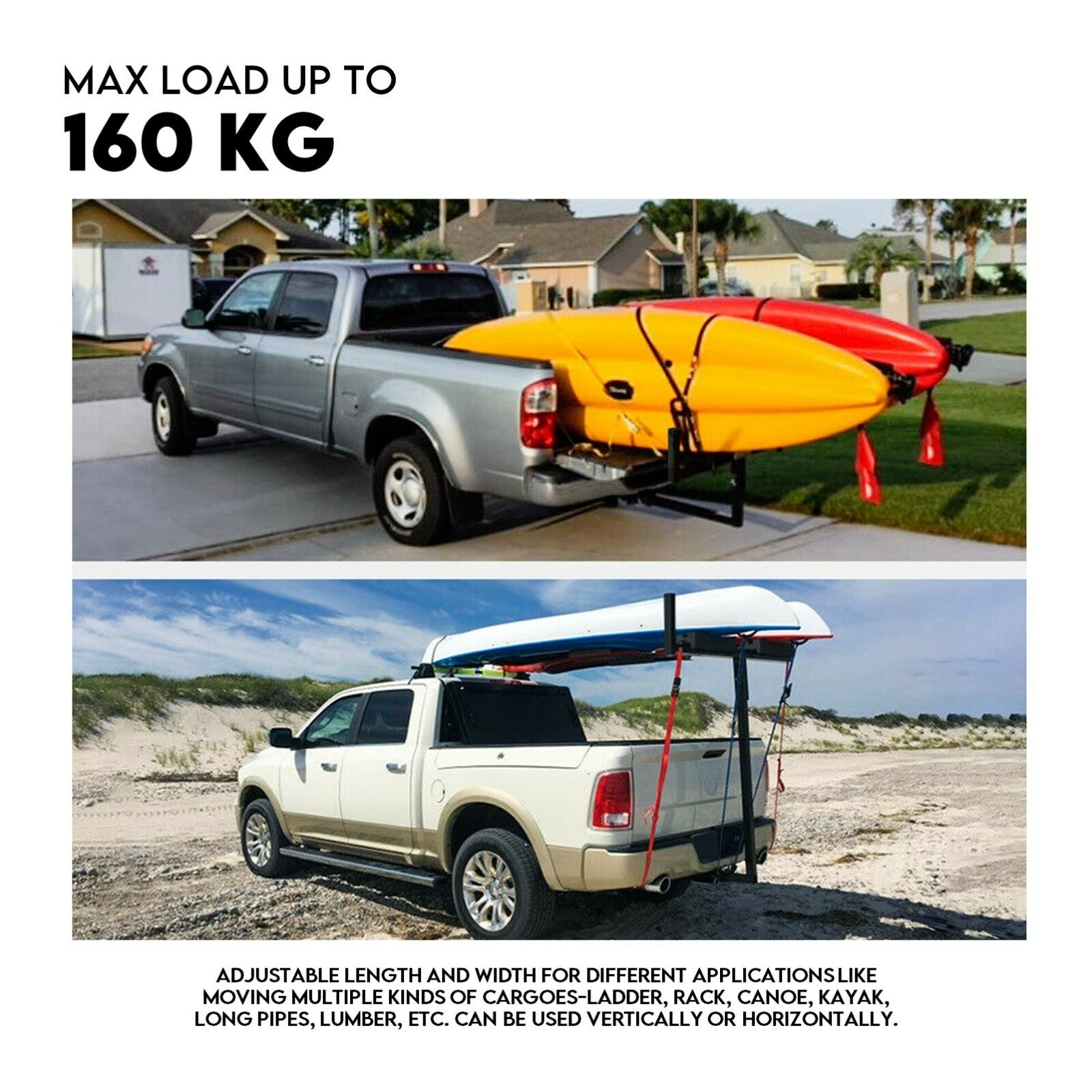 Tow Ladder 2" Tow Bar Hitch Mount Ladder Roof Rack Bar Extension Timber Kayak V379-TOWLADER16