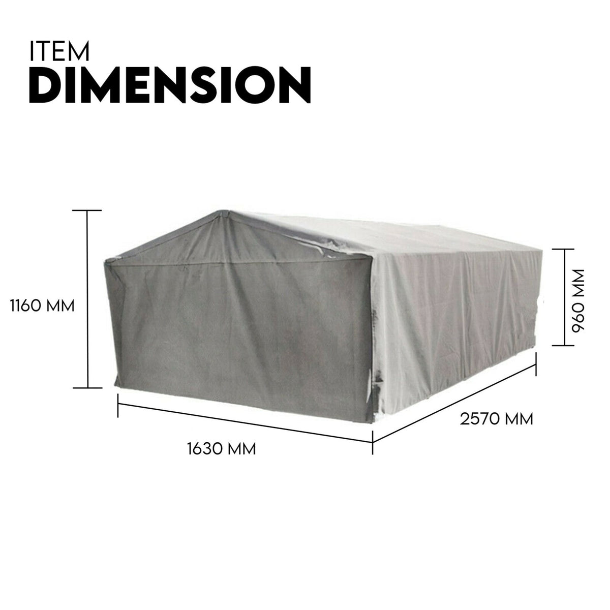 8X5 BOX TRAILER CAGE CANVAS COVER (900mm) 3 FOOT Thick Rip Resistant Waterproof V379-TRAILCOV859001