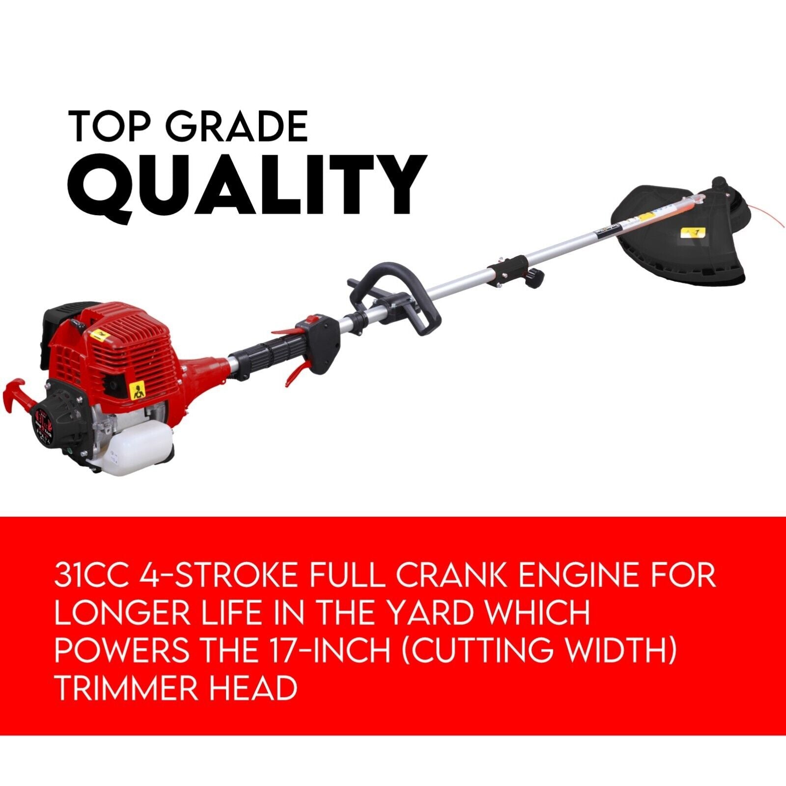4 STROKE Whipper Snipper Straight Shaft Line Trimmer 31CC Pole Brush Cutter V379-TRIMSNIP431009