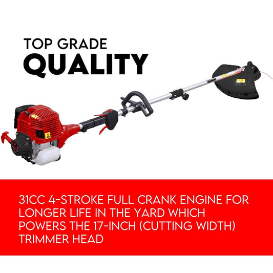 4 STROKE Whipper Snipper Straight Shaft Line Trimmer 31CC Pole Brush Cutter V379-TRIMSNIP431009