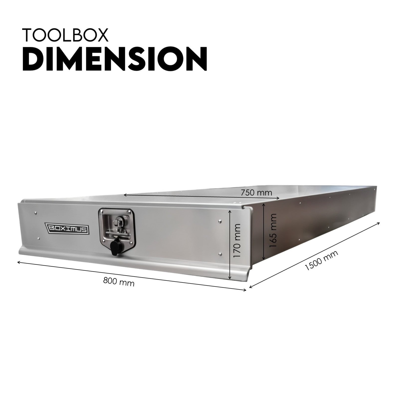 Under Tray Tool Box Trundle Drawer 1500 mm UTE Drawer Dual Extra Cab Toolbox V379-TRNDLCHRM0