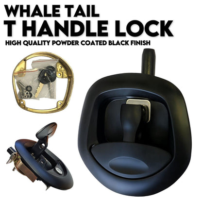 Black Whale Tail T Handle Lock Latch Compression Lock Trailer Ute Toolbox V379-TWLOCKBLCK