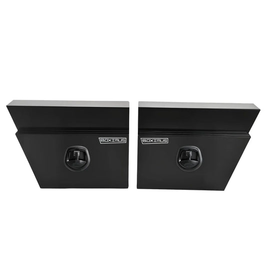 600mm Pair of Under Tray Tool Box Aluminium Undertray Underbody Toolbox Black V379-UTABLCK600