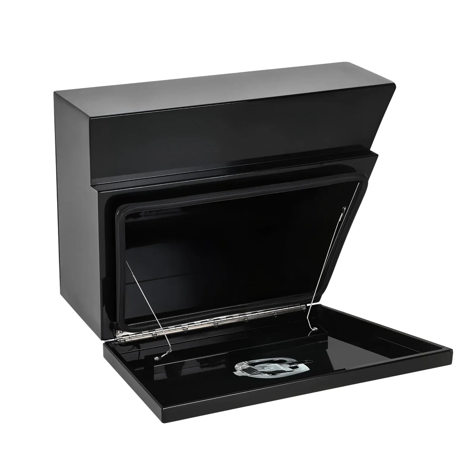 600mm Pair of Under Tray Tool Box Aluminium Undertray Underbody Toolbox Black V379-UTABLCK600