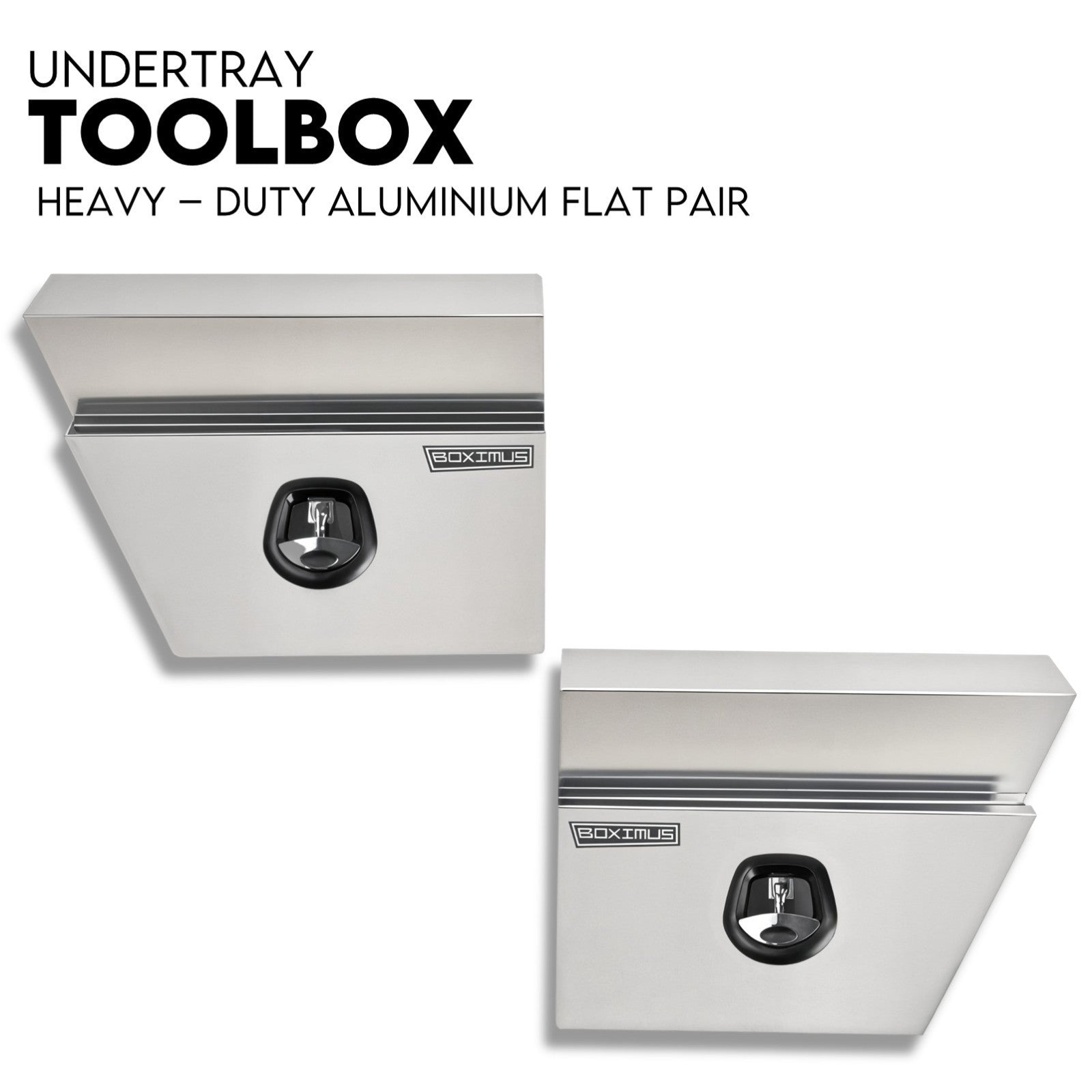 600mm Pair of Under Tray Undertray Tool Box Aluminium Alloy Underbody Toolbox V379-UTAFLAT600