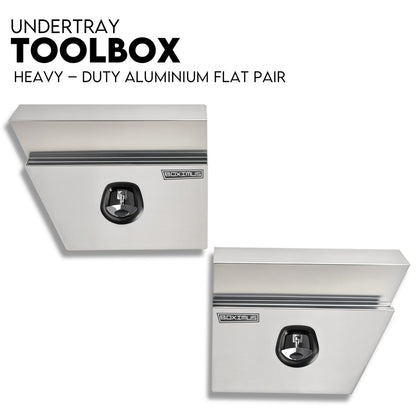 600mm Pair of Under Tray Undertray Tool Box Aluminium Alloy Underbody Toolbox V379-UTAFLAT600