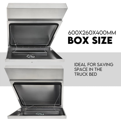 600mm Pair of Under Tray Undertray Tool Box Aluminium Alloy Underbody Toolbox V379-UTAFLAT600