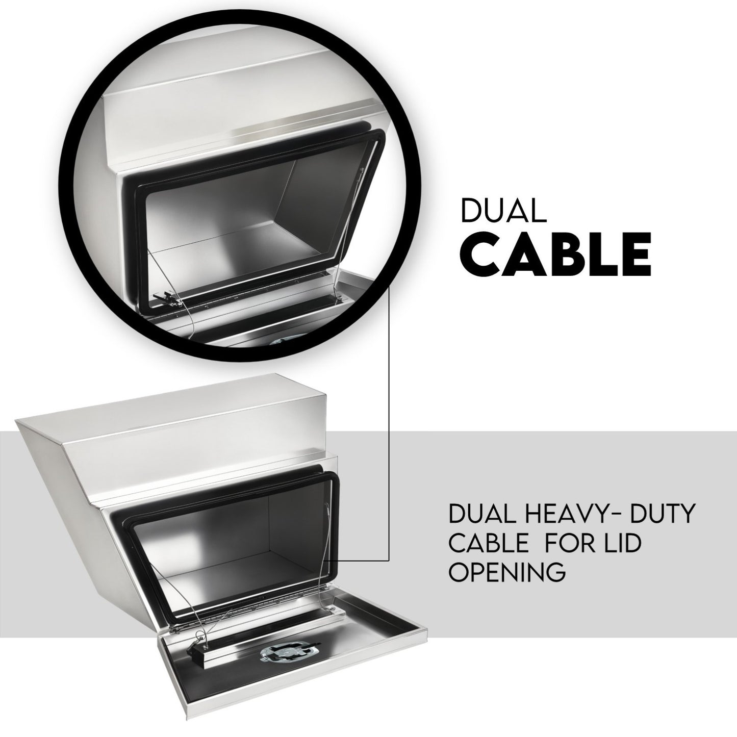 600mm Pair of Under Tray Undertray Tool Box Aluminium Alloy Underbody Toolbox V379-UTAFLAT600