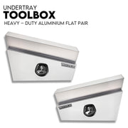 750mm Pair of Undertray Toolbox Aluminium Under Tray Underbody Tool Box Flat UTE V379-UTALFLT750