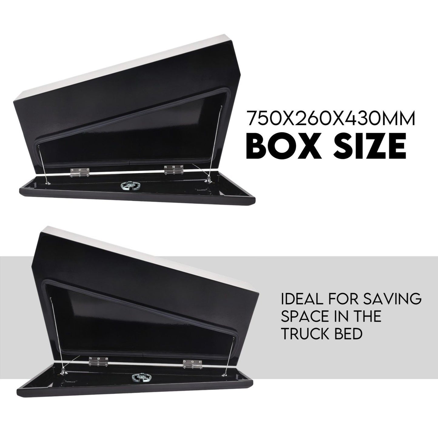 Under Tray Tool Box Underbody Pair Set 750mm Black Steel V379-UTRYBLKL7SET06