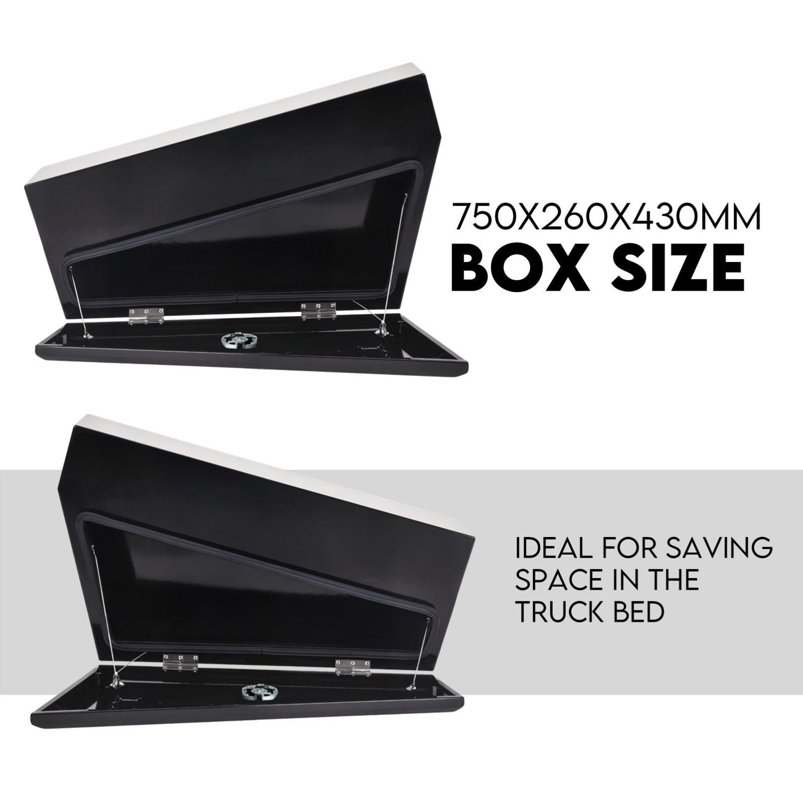 Under Tray Tool Box Underbody Pair Set 750mm Black Steel V379-UTRYBLKL7SET06