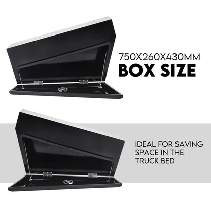 Under Tray Tool Box Underbody Pair Set 750mm Black Steel V379-UTRYBLKL7SET06