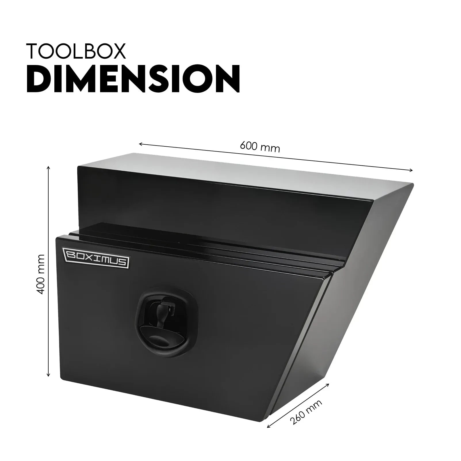 Under Tray Tool Box Underbody Pair Set 600mm Black Aluminium