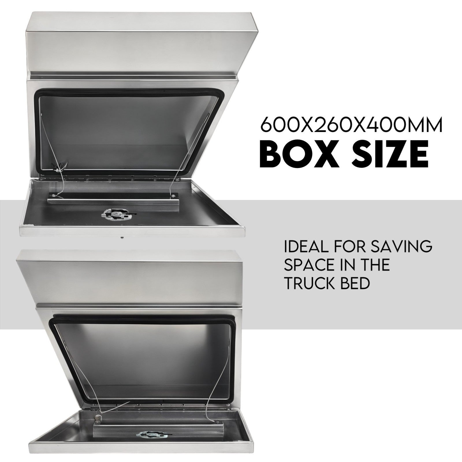 Under Tray Tool Box Underbody Pair Set 600mm Aluminium